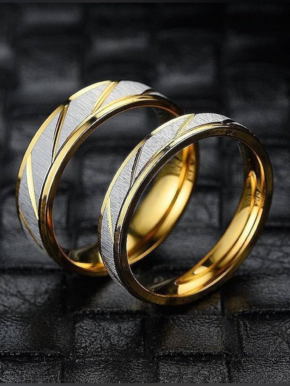 Two-Tone Gold and Silver Wedding Bands- 2 Rings included
